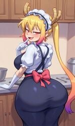 ai_generated ass ass_focus big_ass big_breasts big_thighs dragon dragon_girl dragon_maid maid maid_dragon maid_headdress maid_uniform miss_kobayashi's_dragon_maid tohru_(dragon_maid) tohru_(maidragon) tohru_(miss_kobayashi's_dragon_maid)