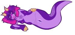 anthro apode breasts draconcopode female genitals hi_res horn legless multicolored_vulva naga narrowed_eyes nipples nova_(bathtubfulloftoast) purple_body pussy reptile scalie serpentine slightly_chubby slightly_chubby_female snake solo toviah_(artist) vulva