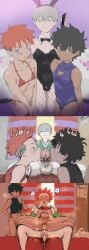 3boys big_penis black_hair blush cock_worship color cum erect_penis erection gay gay_blowjob gay_domination gomabura hand_on_head huge_cock large_penis licking licking_penis male male/male male/male/male male_only mcdonald's oral original original_character parody penis red_hair thick_penis threesome white_hair yaoi younger_brother_(japanese_mcdonald's_commercial)