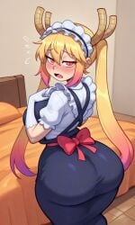 ai_generated ass ass_focus big_ass big_breasts big_thighs dragon dragon_girl dragon_maid in_room maid maid_dragon maid_headdress maid_uniform miss_kobayashi's_dragon_maid tohru_(dragon_maid) tohru_(maidragon) tohru_(miss_kobayashi's_dragon_maid)