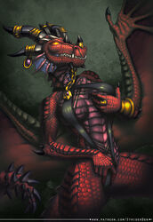 alexstrasza anthro clothed dragon dragon_alexstrasza female feral inert-ren scalie tagme touching_breast world_of_warcraft