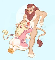 ass big_breasts big_butt breasts feline fellatio female hand_on_head harmsy kneeling licking lion male mammal melisa_(missn) missn nude oral penis penis_lick sex sideboob sitting slightly_chubby straight tongue tongue_out