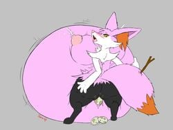 1girls 3_toes 4_fingers alternate_color ass belly big_ass big_belly big_breasts big_ears big_hands black_fur blush braixen breasts canine chest_tuft digitigrade egg egg_laying eyelashes eyeliner fangs female female_only fox fur furry grey_background hair half-closed_eyes hand_on_ass huge_ass huge_breasts hyper hyper_belly hyper_pregnancy inner_ear_fluff jiggle lactation large_breasts looking_at_viewer looking_back makeup milk motion_lines nintendo nipples nude open_mouth orange_fur original_character paws pink_fur pokémon_(species) pokemon pokemon_(species) pokemon_xy pregnant puffy_nipples pussy pussy_juice shortstack skindentation slightly_chubby stamin-up standing steam stick swollen_pussy tail teeth text thick_thighs tongue tongue_out tuft video_games voluptuous watermark wet white_fur wide_hips yellow_eyes