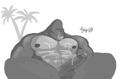 1boy abs aji_arts ape balls biceps big_pecs disney gorilla kerchak male male_only mammal muscular nipples nude pecs penis primate solo tarzan_(1999_film) uncut