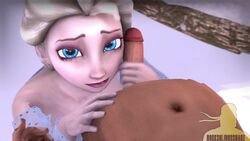 3d animated blue_eyes cum cum_in_mouth cum_on_face cum_on_tongue cumshot disney elsa_(frozen) erection faceless_male facial fellatio female frozen_(film) handjob looking_at_viewer male open_mouth oral penis pov rocksolidsnake sound source_filmmaker straight tongue tongue_out video