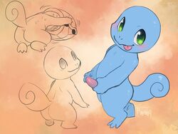 1boy 3_toes 4_fingers ass back barefoot blue_skin erection feet haychel looking_at_viewer looking_back male male_only masturbation multiple_poses nintendo no_nipples nude orange_background partially_colored penis pokémon_(species) pokemon pokemon_rgby pose shell sketch smile soles solo squirtle sweat tail thick_thighs tongue tongue_out undressing video_games watermark