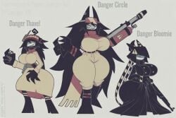 3girls ai_assisted ai_edit ai_generated ak-47 boots cargo_pants claws danger_bloomie_(fundamental_paper_education_au) danger_circle_(fundamental_paper_education_au) danger_sign danger_thavel_(fundamental_paper_education_au) flamethrower fundamental_paper_danger_(au) fundamental_paper_education fundamental_paper_education_oc goggles goggles_on_forehead goggles_on_head grenade horns long_hair military_uniform miss_bloomie_(fundamental_paper_education) miss_circle miss_circle_(fundamental_paper_education) miss_thavel_(fundamental_paper_education) poncho scarf thick_ass thick_breasts thick_thighs trenchcoat