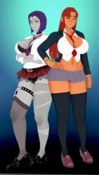 2girls alien alien_girl alien_humanoid big_ass big_breasts big_thighs breasts curvaceous curvy curvy_figure dc dc_comics female hips hourglass_figure huge_ass huge_breasts huge_thighs humanoid koriand'r large_ass large_breasts large_thighs legs light-skinned_female light_skin mature mature_female slim_waist starfire tamaranean teen_titans thick thick_hips thick_legs thick_thighs thighs voluptuous waist wide_hips kaoskatsu 3d goth purple_hair grey_body grey_skin grey-skinned_female demon demon_girl demoness half-demon half_demon cambion raven_(dc) rachel_roth