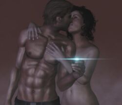 3d alien_(franchise) alien_(movie) camera closed_eyes couple ellen_ripley female kissing male recording topless