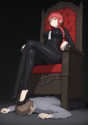 ai_generated makima_(chainsaw_man) chainsaw_man femdom throne dominant_female sitting neutral_expression