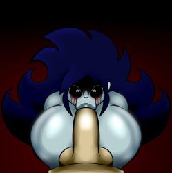 alternative_skin_color alternative_version_available blowjob blowjob_pov female_focus heterosexual carmen_the_succubus_(amero) blue_hair black_sclera amerobutnsfw original_character huge_breasts sucking_penis looking_at_viewer looking_at_partner pov pov_eye_contact pov_male pov_blowjob milf succubus pale_skin pale-skinned_female 2d 2d_(artwork)