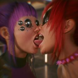 2girls ai_generated animated breasts cd_projekt_red clothed_sex cyberpunk_2077 edited google_gemini grok grok_imagine kissing kissing_chest kissing_neck mikey-rg97 on_bed passionate_kiss purple_force_(cyberpunk_2077) purple_hair red_hair red_menace_(cyberpunk_2077) singers sound tagme us_cracks video yuri