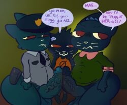 anthro aunt_(lore) aunt_and_niece aunt_and_niece_(lore) aunt_molly_(nitw) big_butt bite biting_lip black_body black_fur bottomless butt candy_borowski clothed clothing daughter_(lore) dihcore duo father_and_daughter_(lore) female frown fur futa_on_futa futanari genitals group hi_res incest incest_(lore) mae_borowski mother_(lore) mother_and_child_(lore) niece_(lore) night_in_the_woods pantsless parent_(lore) parent_and_child parent_and_child_(lore) parent_and_daughter_(lore) penis police police_hat shirt sisters smile smirk topwear trio vein veiny_penis