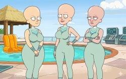 3girls ai_generated bald bald_female ia_generated rick_and_morty