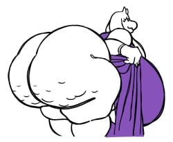 2026 2_horns anthro bent_over big_ass big_breasts big_butt boss_monster_(undertale) bovid breasts butt caprine cellulite clothed clothing clothing_lift digital_drawing_(artwork) digital_media_(artwork) dress dress_lift eyelashes eyes_closed female fingers goat head_horn horn huge_ass huge_breasts huge_butt hyper hyper_breasts hyper_butt mammal mature_anthro mature_female mouth_closed nsfwoaf overweight overweight_anthro overweight_female portrait purple_clothing purple_dress rear_view side_view simple_background smile solo three-quarter_portrait toriel undertale_(series) white_background white_body white_ears white_horn