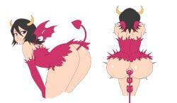 anal_beads anal_beads_pull anal_beads_tail black_hair bleach devil_costume elbow_gloves horns horns69y kuchiki_rukia rukia_kuchiki short_hair tail wings