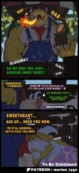 2boys anthro asgore_dreemurr bara biceps blonde_hair blush bowser breath_weapon breathing_fire chest_hair claws commentary deltarune english_commentary english_text erection fangs fellatio fire fire_flower floppy_ears flower_pot furry furry_male furry_only furry_with_furry gay highres holding holding_flower_pot horns looking_down male male/male male_focus male_pubic_hair mario_(series) marius_tygo multiple_boys muscular muscular_male nipples open_mouth oral overalls patreon_logo patreon_username pectoral_cleavage pectorals penis pink_shirt pubic_hair red_hair reptile saliva scalie shirt smile spiked_shell spiked_tail sweatdrop tail testicles utdr_(toby_fox) yaoi yellow_skin