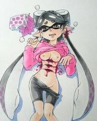 1girls bleeding blood breasts_out callie_(splatoon) crying cuts female female_only gore guro inkling inkling_girl solo splatoon splatoon_(series) squid_sisters tears