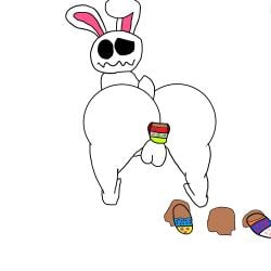 anartenjoyer anus ass balls bigass bigbutt bunny butt chikn_nuggit chocolate_egg confused easter easter_egg egg iscream_(chikn_nuggit) laying_egg male ms_paint poop scat