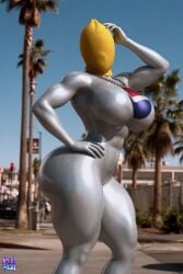 pepsiwoman pepsi parody humanoid ai_assisted balaclava faceless_female faceless_character metallic_body skinsuit bodysuit spandex latex shiny_clothes glossy_body glossy standing chains necklace muscular_female thick_thighs thick_legs strong_female toned_female athletic athletic_female big_ass big_breasts seductive_pose sexy_pose yellow_clothing skintight tight_clothing slim_waist thin_waist hourglass_figure lewdstein 3d 3d_render high_quality female_only female 1girls