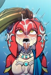 ahegao ai_generated bad_end big_balls big_penis breath_of_the_wild broken_rape_victim captured_heroine corrupted corruption cum cum_in_mouth cum_inside cum_on_face femsub ganondorf heart-shaped_pupils mind_break mipha penis_on_head rape tears the_legend_of_zelda tongue_out