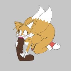 anthro ass balls big_ass big_penis bimbo_lips canid canine cozy_rael dark_skin disembodied_penis face_fucking fellatio femboy feminine_tails fox gay heart-shaped_pupils holding_penis hug huge_ass huge_cock hyper_penis large_penis male male/male male_only oral saliva small_penis sonic_(series) sonic_the_hedgehog_(series) tails_the_fox thick_thighs wide_hips