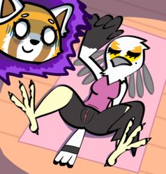 aggressive_retsuko anthro avian bird bottomless female fur mammal nervous pussy red_panda retsuko sanrio secretary_bird secretary_washimi straight_hair washimi wide_eyed yoga yukacutiekoala