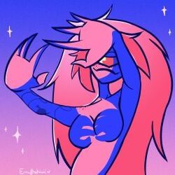 breasts cherri_bomb colored_skin convenient_censoring cyclops female female_only hands_casting_shadow hazbin_hotel hellaverse idk_what_to_tag_it no_visible_genitalia no_visible_nipples nude nude_female simple_background tagme vivziepop white_skin