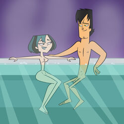 accurate_art_style barefoot breasts codl commission gwen_(tdi) hot_tub navel nipples nude partially_submerged partially_underwater_shot penis total_drama_island trent_(tdi) underwater water