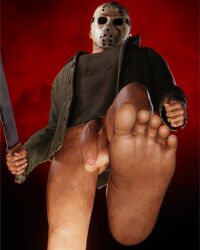 big_cock big_penis flaccid_penis fortnite fortnite:_battle_royale gay gay_male half_naked hanging_balls hockey_mask horror horror_(theme) jason_voorhees machete male_only masked mrdire pantless solo_male