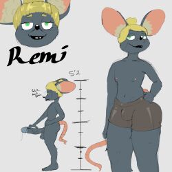 anthro blonde_hair blue_body blue_fur bodily_fluids bulge clothing erection femboy fur genital_fluids genitals green_eyes hair height hi_res humanoid_genitalia humanoid_penis looking_at_viewer luckyhomie male mammal mouse murid murine nipples nude penis precum remi_(luckyhomie) rodent shirtless_male side_view simple_background smile smiling_at_viewer smirk solo spandex tail text tight_clothing