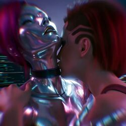 2girls ai_generated animated breast_grab cd_projekt_red chrome_body clothed_sex cyberpunk_2077 cyborg_girl edited google_gemini grok grok_imagine kissing kissing_belly kissing_neck lizzy_wizzy mature_female mikey-rg97 passionate_kiss pink_hair sound tagme valerie_(cyberpunk_2077) video yuri