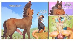 1girl anal anal_penetration ayaqerb barefoot centaur centaur_futa feet futa_on_female futanari futataur horsecock horsecock_futa horsecock_futanari kobold lizard lizard_girl monster_girl penis size_difference stomach_bulge stomach_deformation