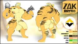 anthro ass balls dual_wielding flaccid hammer holding_object holding_weapon hyper male male_only mammal model_sheet muscular nude pecs penis rhinoceros tankh tools video_games visor weapon zakrhyno