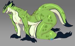 anthro big_butt bunbuntushie_(artist) butt deadlock female flat_chested hi_res nipples pinup pose reptile scalie snake solo teeth teeth_showing thick_thighs tongue tongue_out valve viper vyper_(character) vyper_(deadlock)