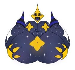 ambiguous_gender anus ass_bigger_than_head ass_focus asshole astra_starchild big_ass big_balls big_breasts big_thighs black_body blue_penis cute exileraptor_art eyelashes fangs fat_ass femboy femboysub futanari galaxy humanoid lipstick monster monster_girl oc original_character pasties prostate spread_legs star star_(symbol) sticking_out_tongue stockings tongue tongue_out yellow_skin