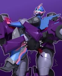 transformers transformers_prime arcee arcee_(prime) vehicon 2boys 1girls spitroast male female big_breasts thick_thighs blue_body blue_eyes purple_body red_eyes visor autobot decepticon penetration_from_behind penetration mengsk 2026 3d 3d_render 3d_(artwork)