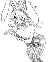 animal_ear_hairband big_breasts black_general blowing_kiss bow_tie bowtie breasts bunny_ears bunnysuit eyepatch female fishnets mugenjin official_art precarious_woman_executive_miss_black_general solo solo_female