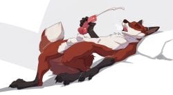 animal_genitalia animal_penis anthro arched_back balls black_body black_fur bodily_fluids breath canid canine canine_genitalia canine_penis cum cumshot drmax ejaculation eyes_closed fluffy fluffy_tail fox fur genital_fluids genitals hi_res knot knotted_penis looking_pleasured lying male male_anthro mammal masturbation moonglow on_back open_mouth orange_body orange_fur penile penile_masturbation penis pink_penis red_fox sheath simple_background solo tail true_fox white_background white_balls white_body white_fur white_sheath