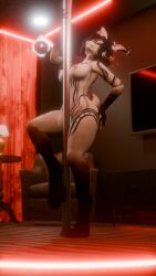 4k 9:16 absurd_res animal_humanoid anthro dancing female hi_res humanoid lagomorph lagomorph_humanoid leporid mammal mammal_humanoid nipple_piercing nipples original_character piercing pole pole_dancing rabbit solo tattoo wynter wynterbunny