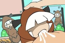 animated brown_jacket cum cum_in_mouth female goomba goomba_girl kuri_(minus8) male mario_(series) minus8 minus8_(smb_enemies) nintendo penis super_mario_bros._3 uncensored