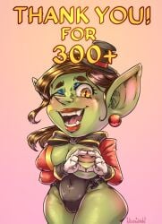 1girl boob_heart breasts goblin goblin_female heart heart_hands monster monster_girl nixonison performer pointy_nose pussy shortstack