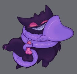 2026 absurd_res ambiguous_feral ambiguous_gender arbok ariarik_o0 balls biped bipedal_feral blush blush_lines bodily_fluids coiling coiling_another digital_drawing_(artwork) digital_media_(artwork) duo erection feral feral_on_feral fur generation_1_pokemon gengar genital_fluids genitals grey_background hi_res knot knotted_penis leaking_precum looking_at_another looking_at_genitalia looking_at_partner looking_at_penis male male/ambiguous male_feral nintendo pawpads penis pink_penis pokemon pokemon_(species) precum purple_balls purple_body purple_fur purple_scales red_sclera reptile scales scalie serpentine sex simple_background snake snout tail tail_around_penis tail_fetish tail_play tail_sex tailjob