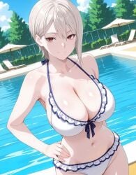 nakiri_alice shokugeki_no_souma ai_generated smile pool bikini 1girls breasts