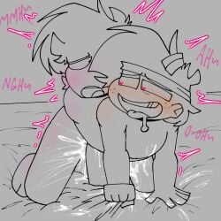 2boys ahegao_face bedroom_sex blush blushing broz_boyz broz_boyz_go cum doodle freckles gay gray_background grey_background hackzack_(zack) heart-shaped_pupils hearts_around_head naked naked_male no_color oc ocs original_character original_characters semen tongue_out trembling_for_pleasure yaoi zlayway_(miles)