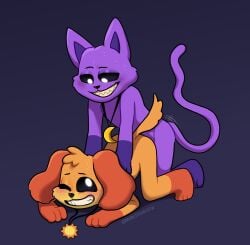 aribujitosnsfw ari_dibujitos poppy_playtime poppy_playtime_(chapter_3) smiling_critters catnap_(poppy_playtime) dogday_(poppy_playtime) 2boys male male_only male/male gay yaoi furry anthro domestic_cat feline domestic_dog canine anal anal_sex sex doggy_style blush teeth sharp_teeth one_eye_closed