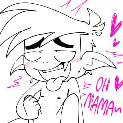 teen_titans_go cartoon_network beast_boy 1boy white_background no_color text masturbation masturbating handjob touching_self touching_penis tongue_out ahegao_face blush blushing blush_lines