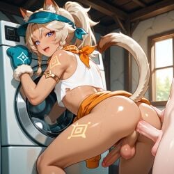 2boys abs ai_generated anal balls big_penis blush cat_ears dark-skinned_femboy dark-skinned_male dark-skinned_sub femboy feminine_male flat_chest gay horny ian8766_(artist) light-skinned_male light_skin male neko original_character partially_clothed penis precum self_upload sweat teasing testicles trap washing_machine yaoi
