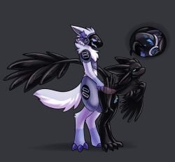 3_fingers 3_toes 4_ears absurd_res ambiguous_gender anal anal_penetration animal_genitalia animal_penis animate_inanimate anthro avali black_body black_eyes black_latex blue_sclera canine_genitalia canine_penis captaincronus clothing dominant dominant_anthro feet fingers fur genitals group hi_res internal latex latex_clothing latex_skinsuit latex_tentacles liquid_latex living_clothing machine male male/male multi_ear nonbinary_(lore) null_bulge penetration penis protogen protogen_armor protogen_visor scott_(shny_scott) skinsuit smile submissive submissive_anthro submissive_male tight_clothing toes trio white_body white_fur winged_arms wings