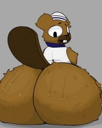1boy anthro_on_anthro anthro_only ass ass_focus beaver beaver_tail big_ass big_butt broadside_beach brown_body brown_fur buckteeth bucky_beaver butt butt_focus clothing dipperisgross femboy femboy_only furry furry_male furry_only looking_at_viewer looking_back looking_back_at_viewer male male_only mascot_horror no_pants sailor_uniform shipwrecked_64 sitting sitting_down sparkothefailure sweat sweaty sweaty_ass sweaty_body sweaty_butt tail thick thick_ass thick_legs thick_thighs